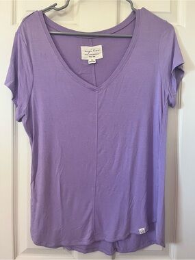 evy’s tree the tee women’s v neck short sleeve purple top